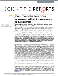 Open Chromatin Dynamics in Prosensory Cells of the Embryonic Mouse Cochlea Received: 10 February 2019 Brent A