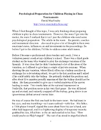 Psychological Preparation for Children Playing in Chess Tournaments David Macenulty