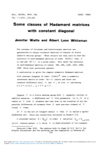 Some Classes of Hadamard Matrices with Constant Diagonal