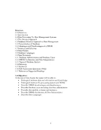 Subject: Database Management Systems