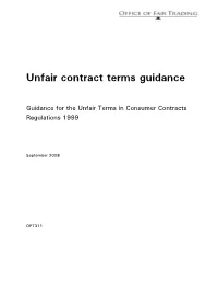 Unfair Contract Terms Guidance