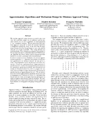 Approximation Algorithms and Mechanism Design for Minimax Approval Voting
