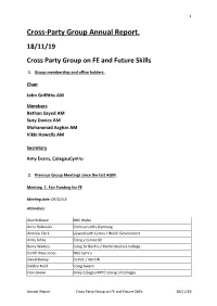 Cross-Party Group Annual Report. 18/11/19 Cross Party Group on FE and Future Skills