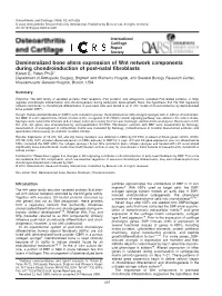 Demineralized Bone Alters Expression of Wnt Network Components During Chondroinduction of Post-Natal ﬁbroblasts Karen E