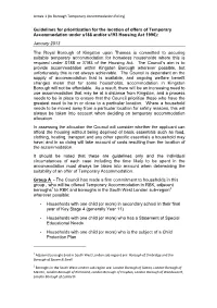 Guidelines for Prioritisation for the Location of Offers of Temporary Accommodation Under S188 And/Or S193 Housing Act 1996): January 2013