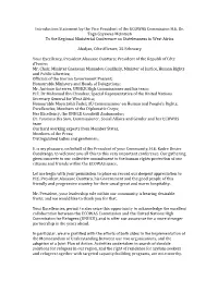 Introduction Statement by the Vice President of the ECOWAS Commission H.E