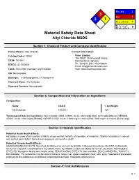 Material Safety Data Sheet Allyl Chloride MSDS