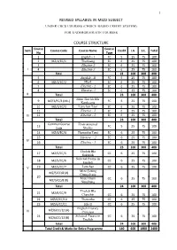 Mizo Subject Under Cbcs Courses (Choice Based Credit System) for Undergraduate Courses