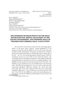 51 the Swimming Program Effects on the Gross Motor