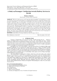 A Study on Passengers' Satisfaction Towards Railway Services in Kerala