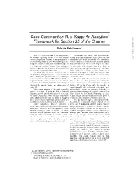 Case Comment on R. V. Kapp: an Analytical Framework for Section 25 of the Charter