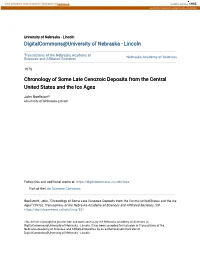 Chronology of Some Late Cenozoic Deposits from the Central United States and the Ice Ages