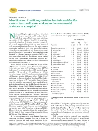 Identification of Multidrug-Resistant Bacteria and Bacillus Cereus From
