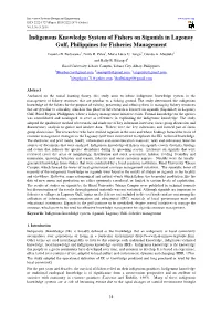 Indigenous Knowledge System of Fishers on Siganids in Lagonoy Gulf, Philippines for Fisheries Management