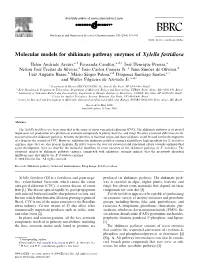 Molecular Models for Shikimate Pathway Enzymes of Xylella Fastidiosa