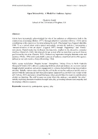 Open Interactivity: a Model for Audience Agency
