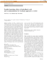 Possible Hazardous Effects of Hydrofluoric Acid and Recommendations for Treatment Approach: a Review