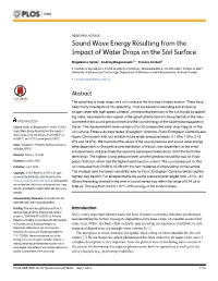Sound Wave Energy Resulting from the Impact of Water Drops on the Soil Surface