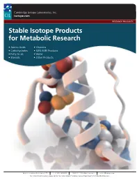 Stable Isotope Products for Metabolic Research