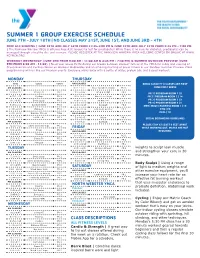 Summer 1 Group Exercise Schedule