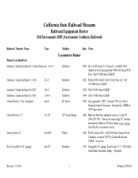 View CSRM Railroad Equipment Roster
