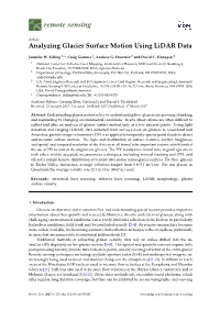 Analyzing Glacier Surface Motion Using Lidar Data