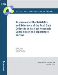 Assessment of the Reliability and Relevance of the Food Data Collected in National Household Consumption and Expenditure Surveys