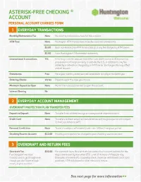Asterisk Free Checking Account Personal Account Charges Form