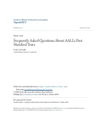 Frequently Asked Questions About AALL's First Hundred Years Frank G