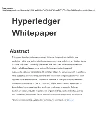 Hyperledger Whitepaper