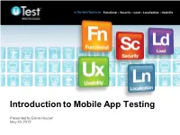 Introduction to Mobile App Testing