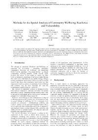 Methods for the Spatial Analysis of Community Wellbeing, Resilience and Vulnerability