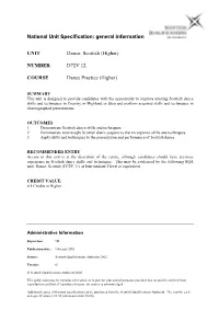 National Unit Specification: General Information