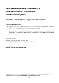 Papers by Warren Skidmore on Descendants of Walter De Scudamore, a Younger Son Of