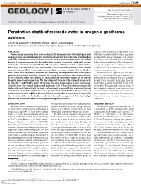 Penetration Depth of Meteoric Water in Orogenic Geothermal Systems Larryn W