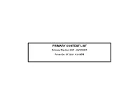PRIMARY CONTEST LIST Primary Election 2021 - 06/22/2021