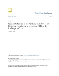The Historical Development of Section 1110 of the Bankruptcy Code Gregory P