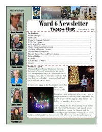 Ward 6 Newsletter Tucson First December 19, 2016 Steve Kozachik in This Issue… Parade of Lights
