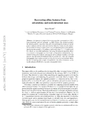 Arxiv:1807.03503V1 [Cs.CV] 10 Jul 2018 Dences from the Afﬁne Features