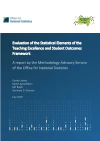 Evaluation of the Statistical Elements of the Teaching Excellence and Student Outcomes Framework