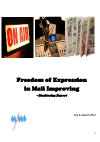 Freedom of Expression in Mali Improving - Monitoring Report