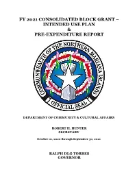 Fy 2021 Consolidated Block Grant – Intended Use Plan & Pre