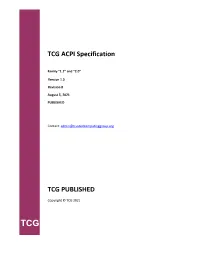 TCG ACPI Specification