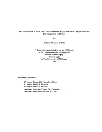 The Intersection of Race, Class, and Gender in Higher Education: Implications for Discrimination and Policy