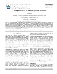 A Multiples Method for Number System Conversions
