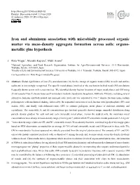 Iron and Aluminum Association with Microbially Processed Organic Matter Via Meso-Density Aggregate Formation Across Soils: Organo- Metallic Glue Hypothesis