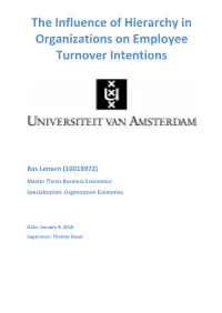 The Influence of Hierarchy in Organizations on Employee Turnover Intentions