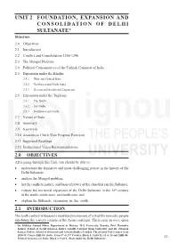 Unit 2 Foundation, Expansion and Consolidation of DELHI