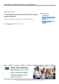 A Brief History and Technical Review of the Expert System Research