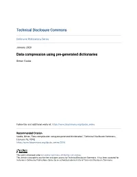 Data Compression Using Pre-Generated Dictionaries